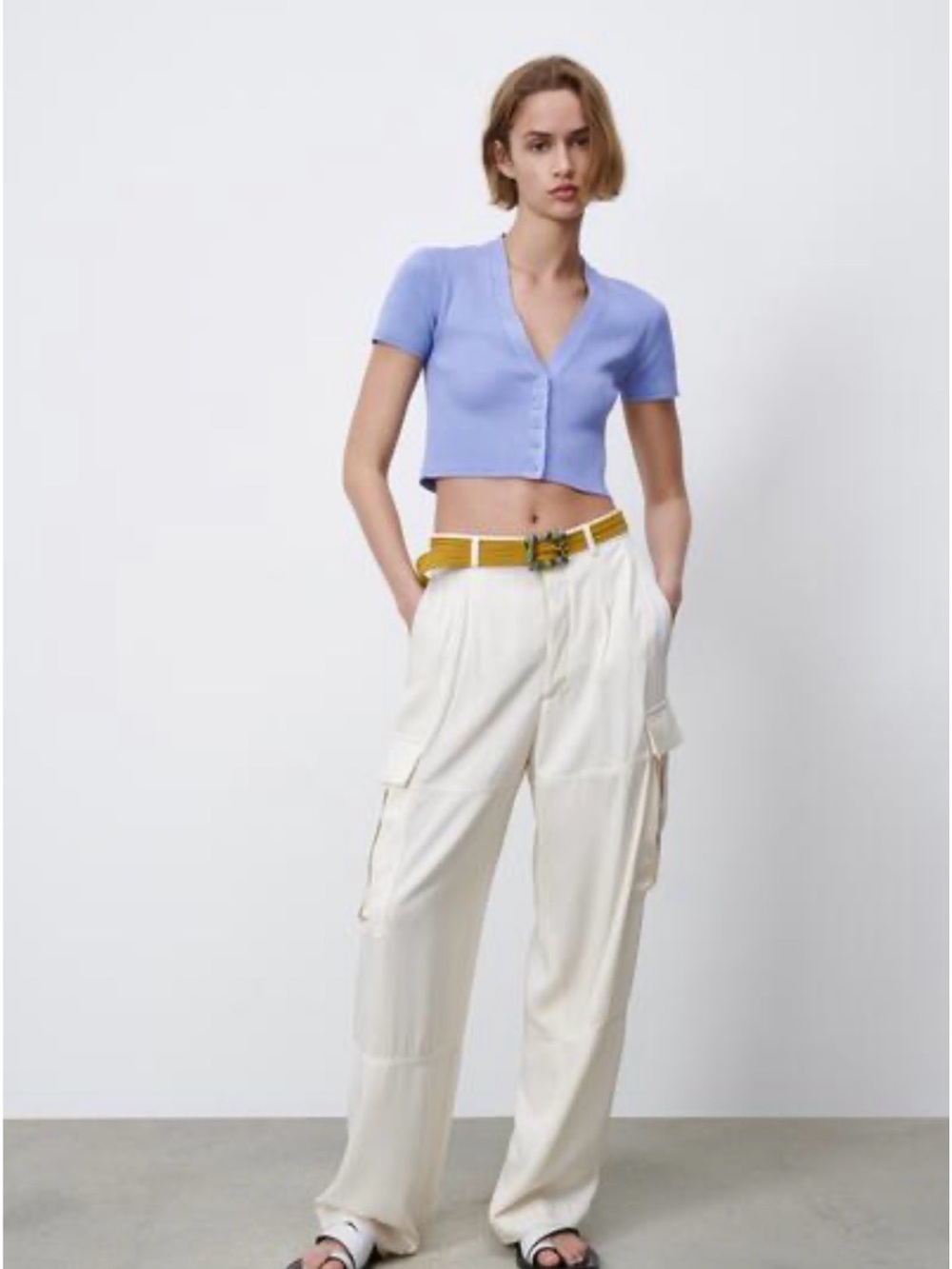 Zara Cropped Linen Top